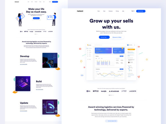 Modern Sass Landing Page Design: A Clean UI Kit Approach